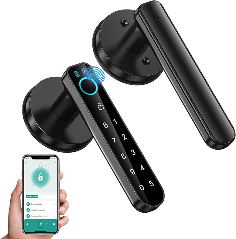 Fingerprint-Schloss an moderner Haustür